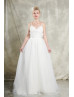 Spaghetti Straps Sweetheart Neck Ivory Lace Tulle Wedding Dress